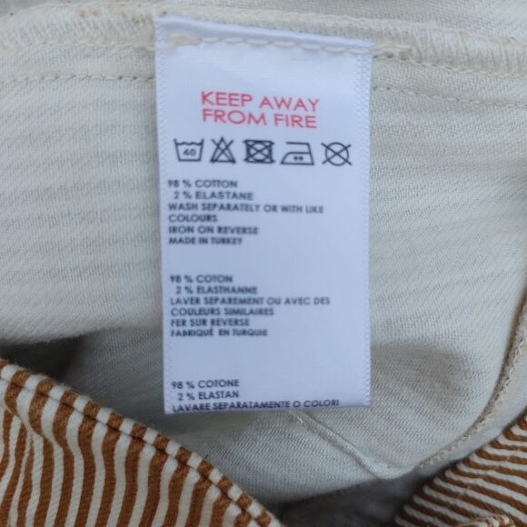 Urban Outfitters BDG Mustard Striped High Waisted Pants with Floral Hem W24 - Picture 3 of 10